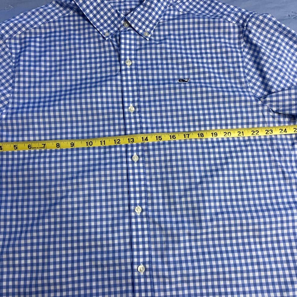 Vineyard Vines Classic Performance Classic Whale Shirt Blue & White Checkered XL - Picture 4 of 6